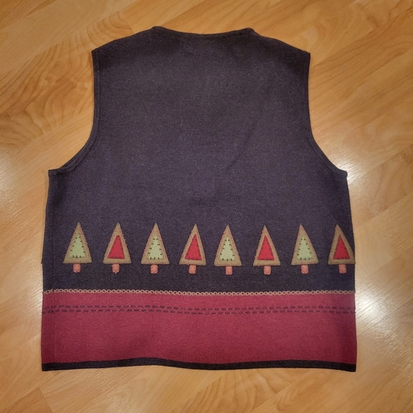 Woolrich Holiday Christmas Tree Full Zip Up vest size M Vintage - Picture 2 of 7